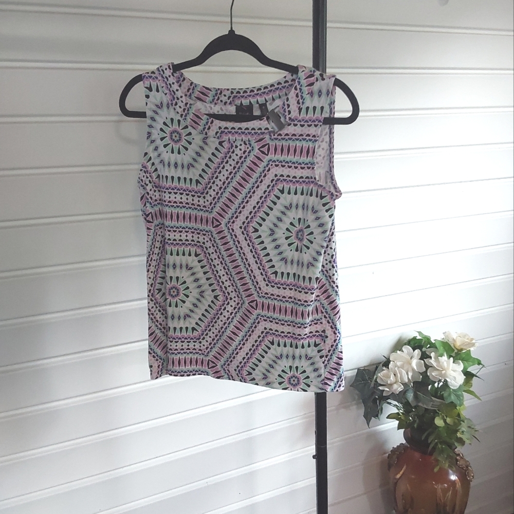 Geometric Mulit-colord  Patterned Sleeveless Top By RAFAELLA size Medium